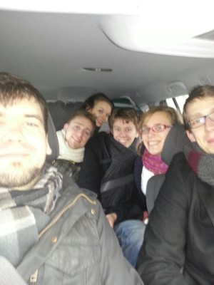 A car full of debaters from the center of Germany. Driving too fast to give a good picture... 