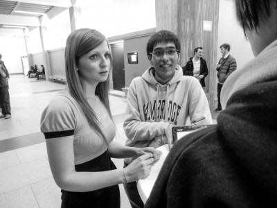 Debaters with Tradition: Rebecca Meredith and Ashish Kumar from Cambridge A