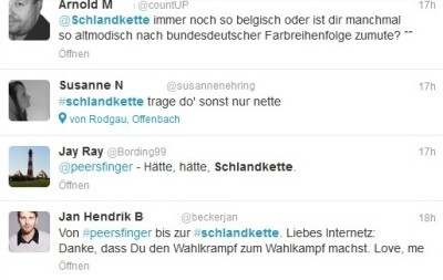#schlandkette und #peersfinger auf Twitter (c) Screenshot