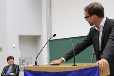 Kontrahenten Dr. Cornelia Ernst und Markus Franke (c) Dresden Debating Union