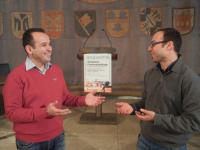 Georg Shparberg (l.) und Roman Grinblat, Gründer des Debattierclub Knesset (c) DC Knesset