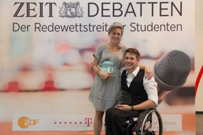 Deutschsprachige Debattiermeister 2014: Christina Dexel und Philip Schröder aus Berlin (c) Henrik Maedler