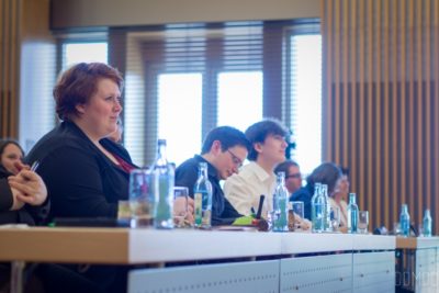 Ausschnitt der Finaljury der DDM 2017 in Dresden, v.l.n.r.: Jule Biefeld, Alexander Labinsky, Lennart Lokstein - © Severin Wünsch