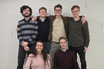 Der neue Vorstand des DK Wien: (hinten v.l.n.r.) Victor Bervoets, Felix Baldauf, Samuel Summer und Florian Ratzinger sowie (vorne v.l.n.r.) Sarah Elzenbaumer und Luca Conte. Foto: Christopher Löwenstein.